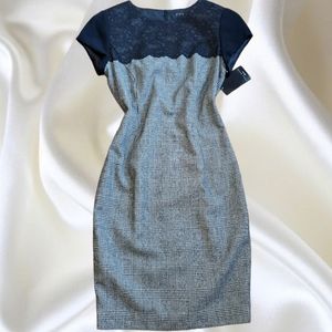 NWT ZARA Glen Plaid Sheath Dress Sz M Lace